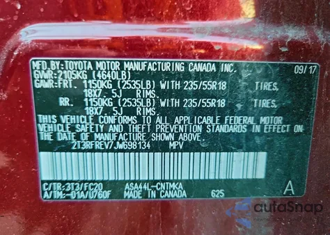 2018 Toyota Rav4 Adventure from USA, damaged, VIN 2T3RFREV7JW698134